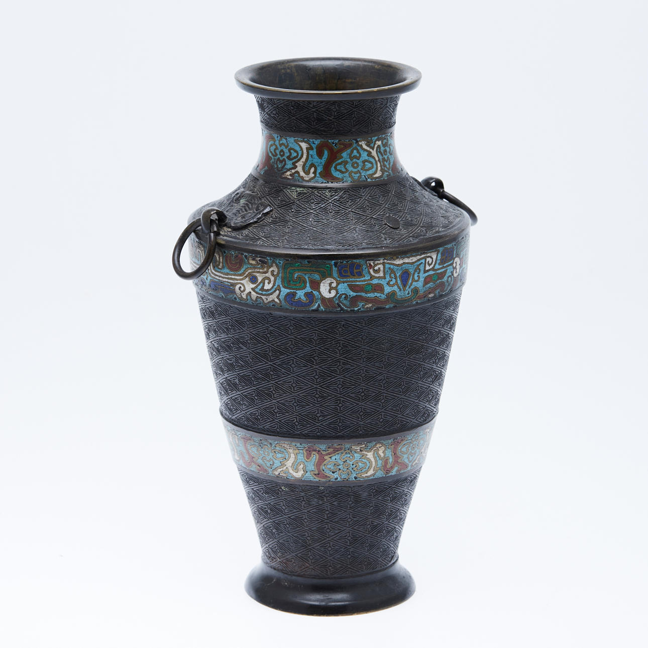 Vase, cloisonné, jern, Japan.