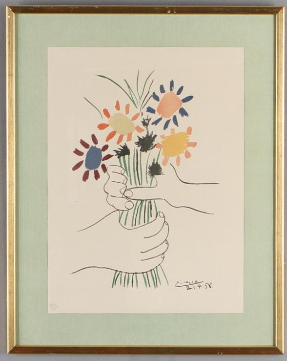 PABLO PICASSO. EFTER. "Le Bouquet", färglitografi, signerade i trycket, numrerad 882/1000.