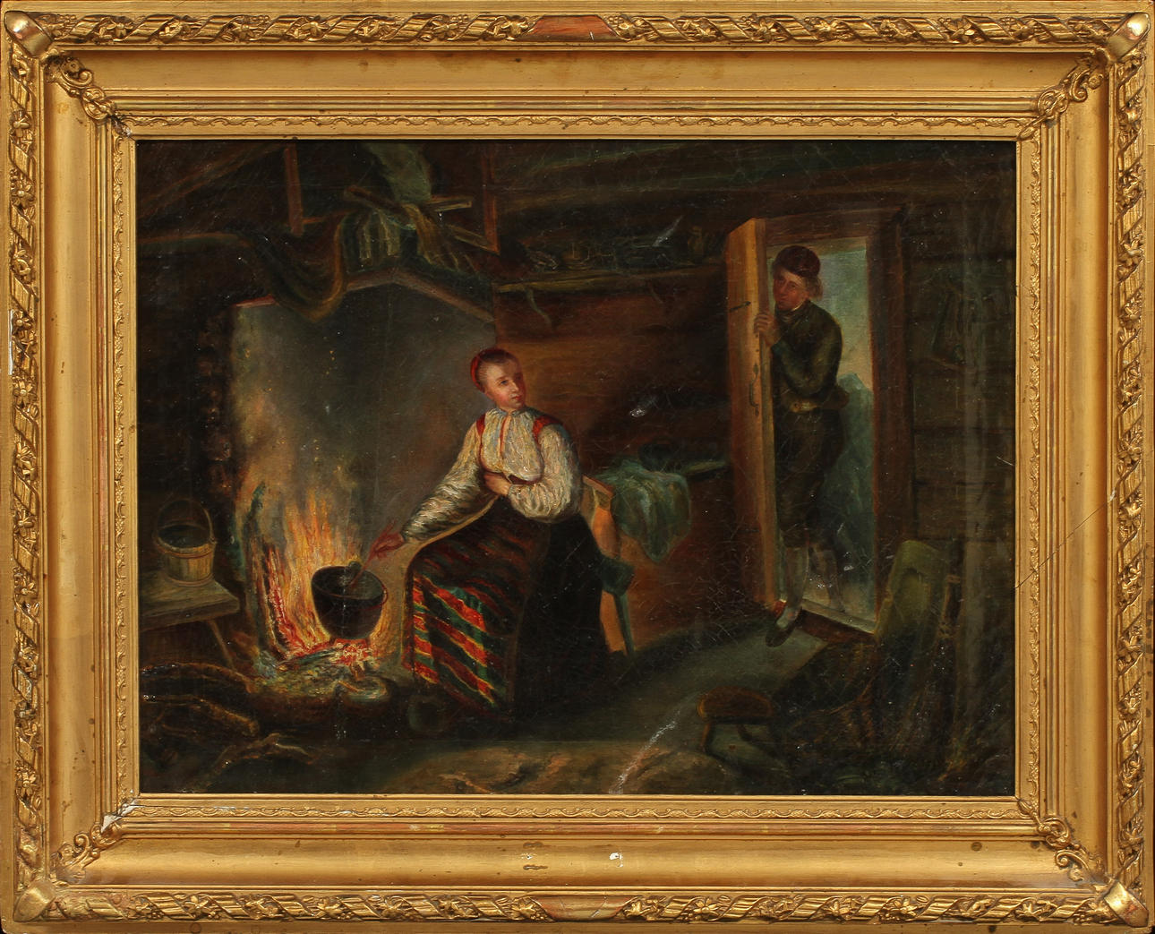 OKÄND KONSTNÄR, Interiör, Olja på duk, 1800-tal.