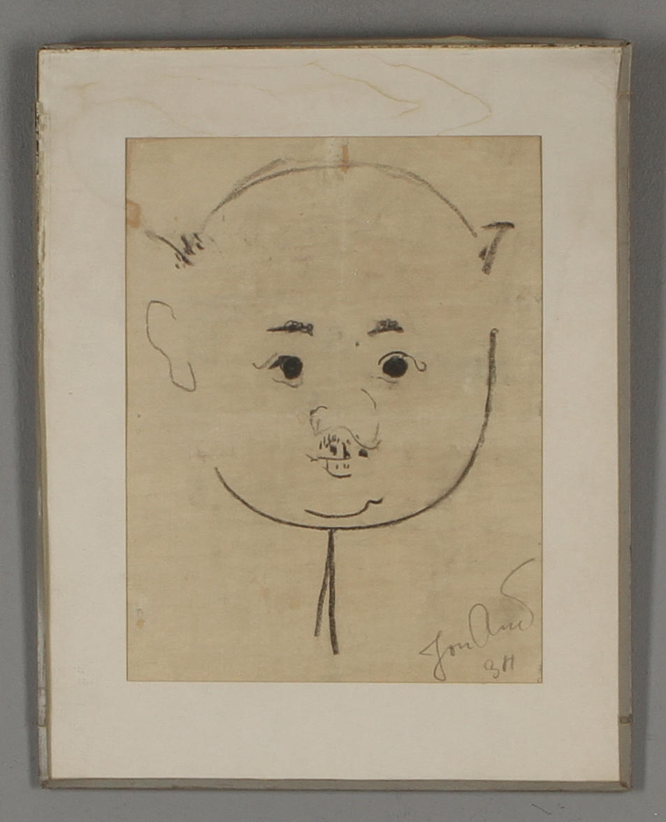 JOHN JON-AND. Karikatyr, teckning, signerad.