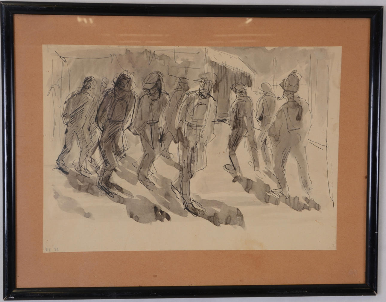 EVERT LUNDQVIST. TILLSKRIVEN. Tuschteckning.