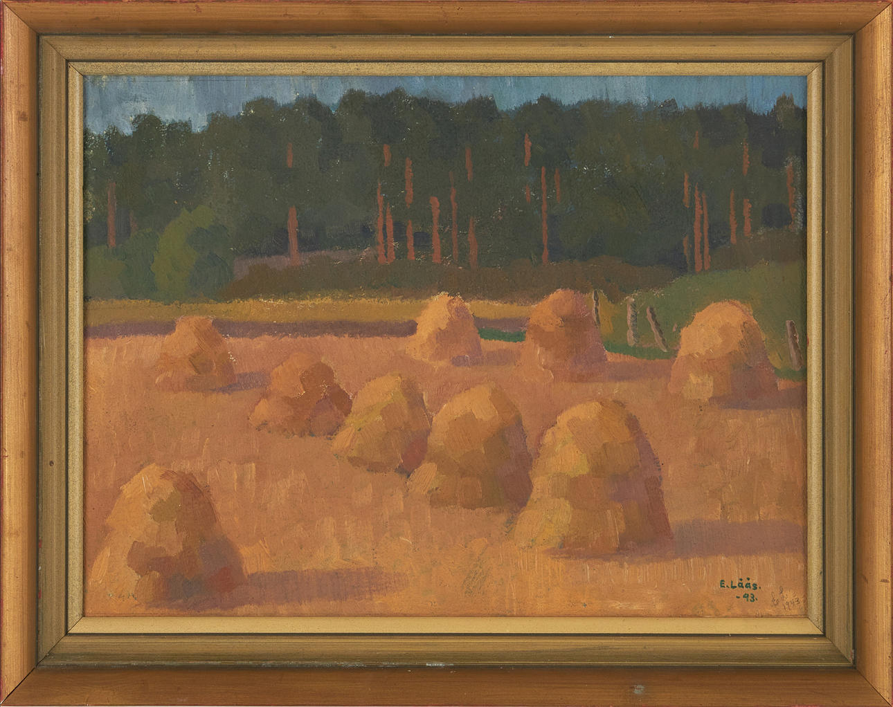 EVY LÅÅS. Hassjning, oil on Board, signed and dated -43.