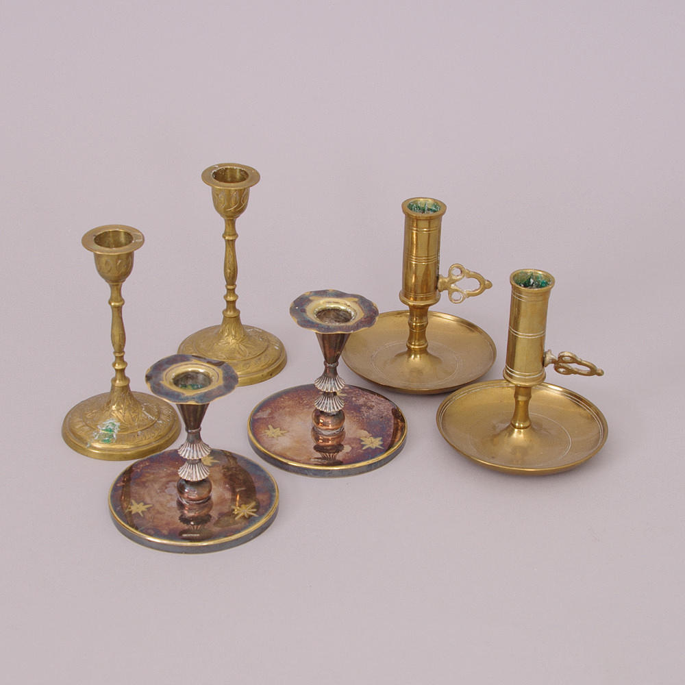 LJUSSTAKAR, 3 par, mässing/nysilver.