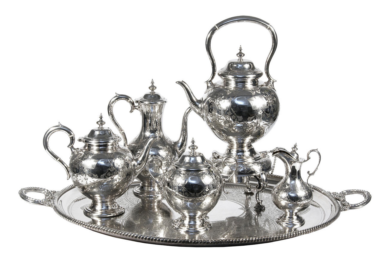 VESILBERT KAFFE OCH TE. 7 stycken. Sheffield, Roberts & Belk, sent 19: e -talet.