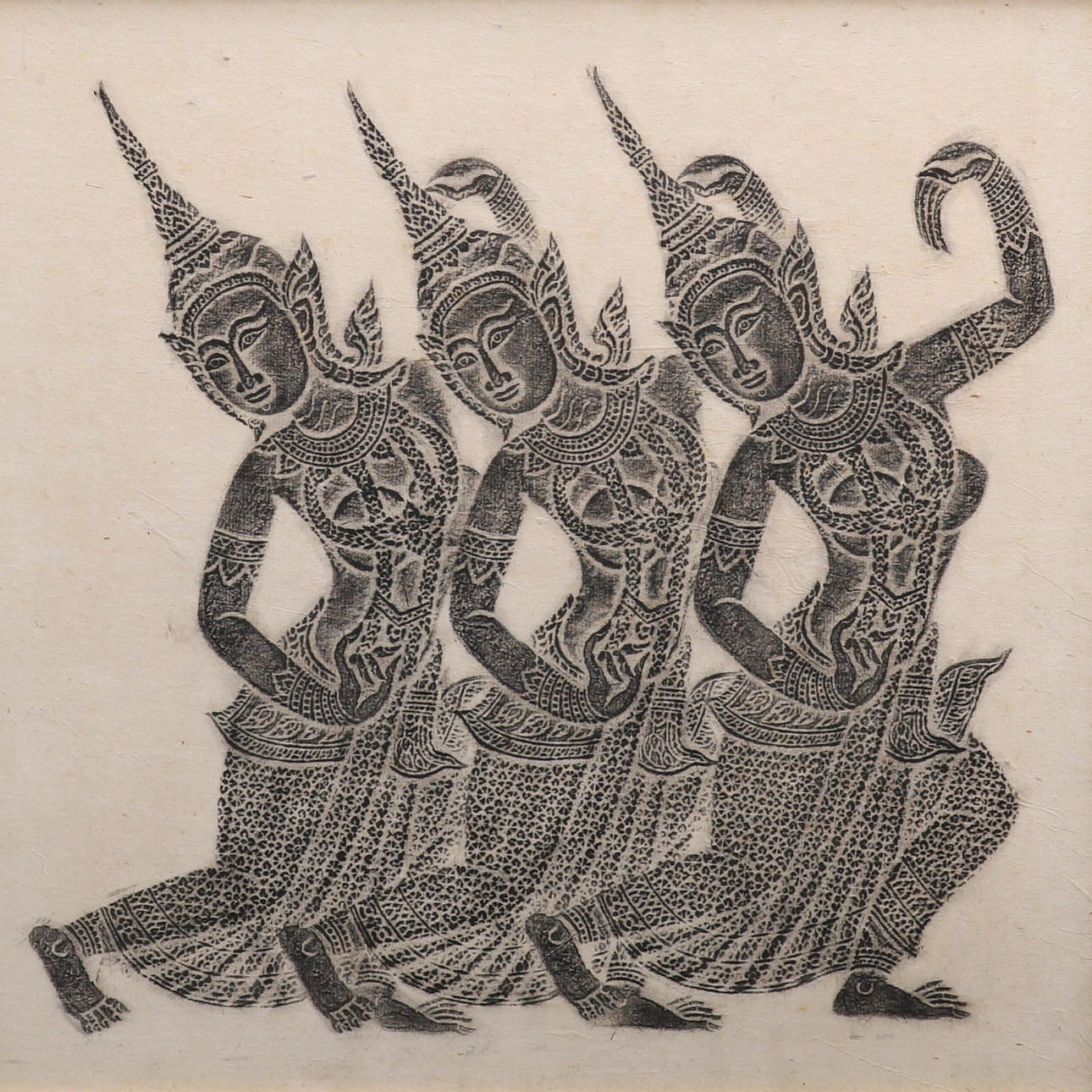 A THAI TEMPLE RUBBING, CIRCA 1960.