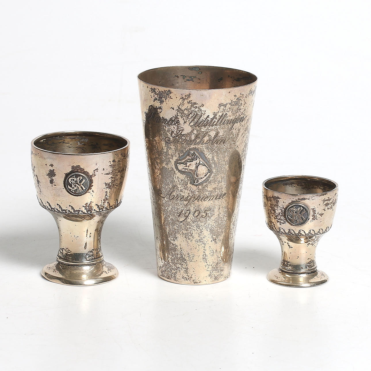 POKALER, 3 st, silver. Vikt 200 gram.