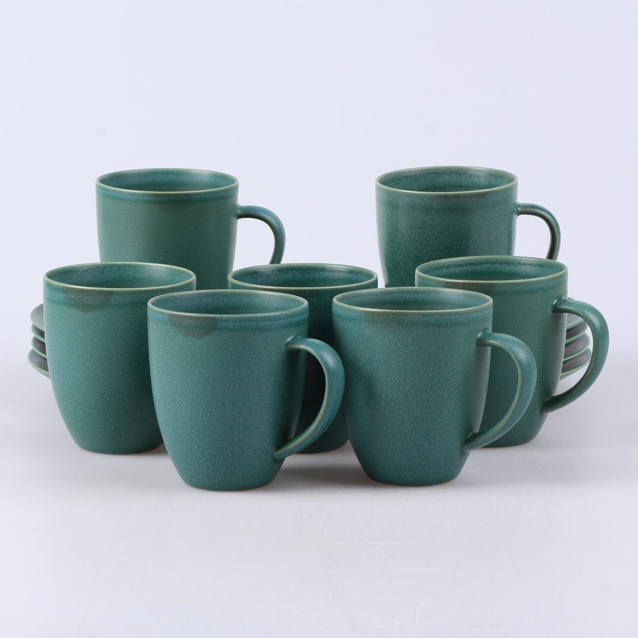 MUGGAR, med fat, 7 st. Stengods, Arabia.