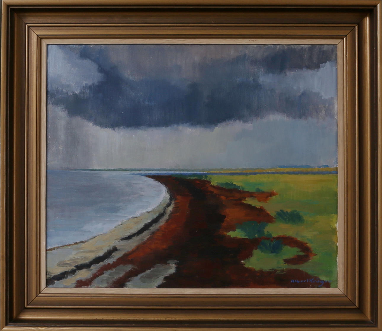 ALBERT KRÜGER. "Röd tång" Öland 1953, olja på duk, signerad.