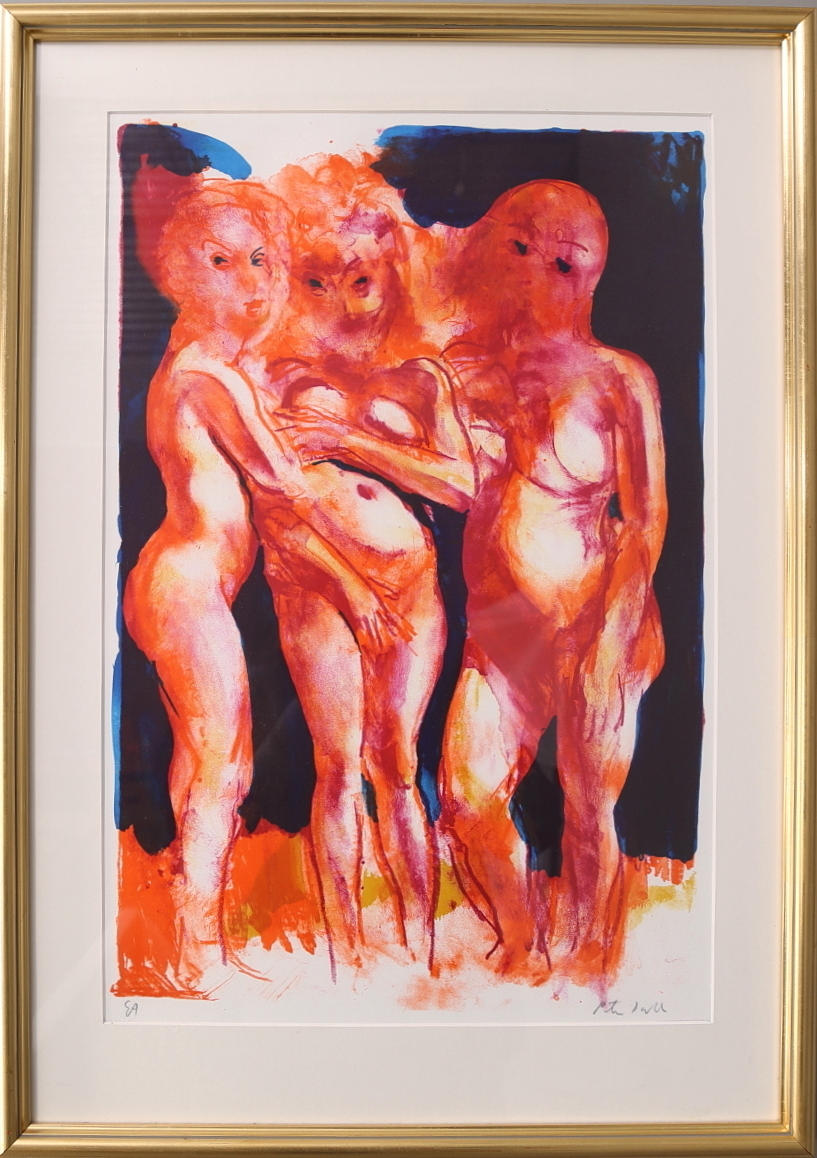 PETER DAHL. litografi, "Tre gracer" signerad och EA.