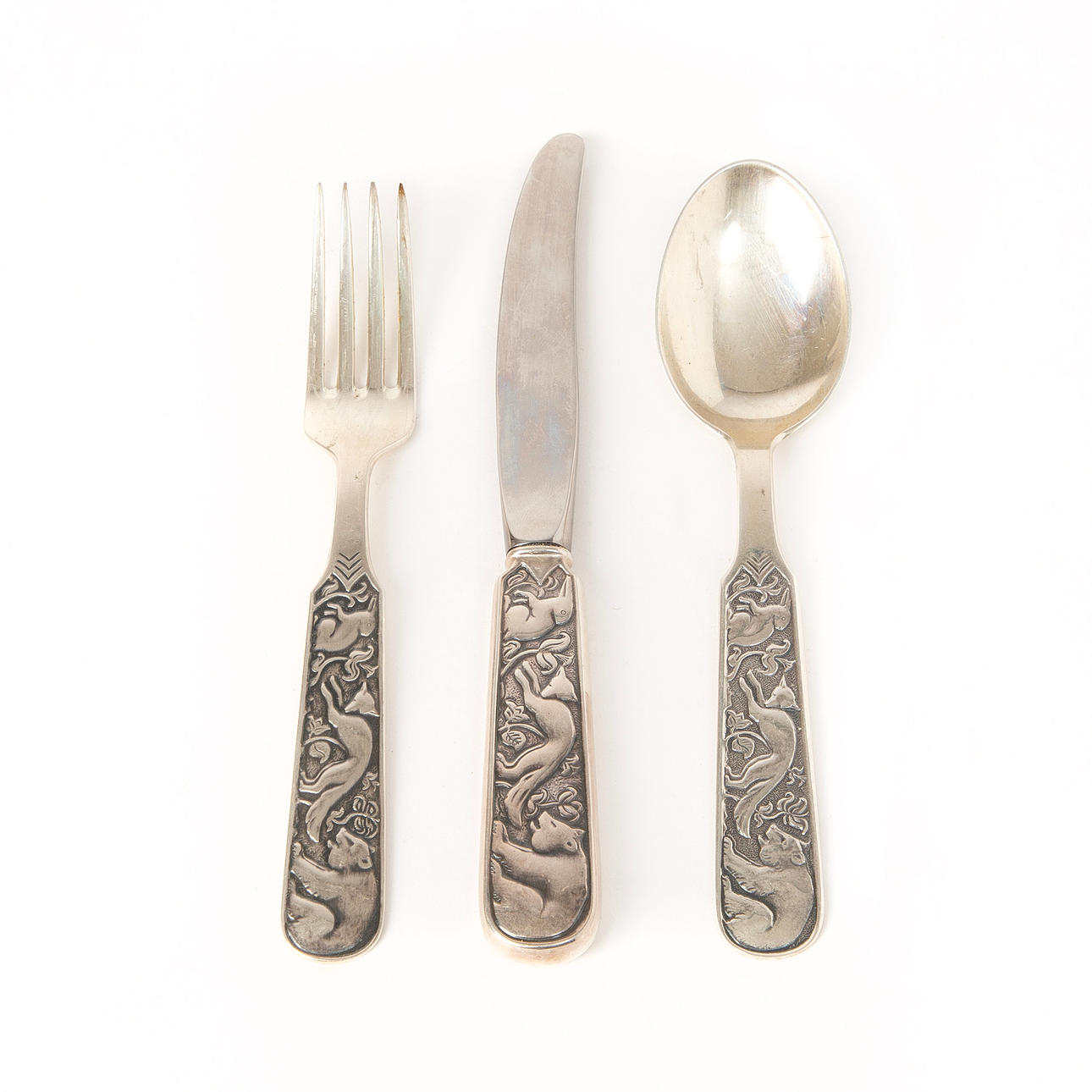 DAVID ANDERSEN, børnebestik, 3 stk, sølv.