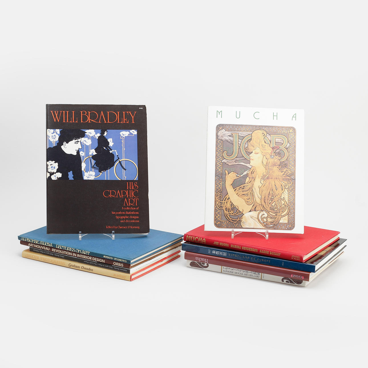 BÖCKER, 10 st, diverse, bl.a Alfons Mucha.