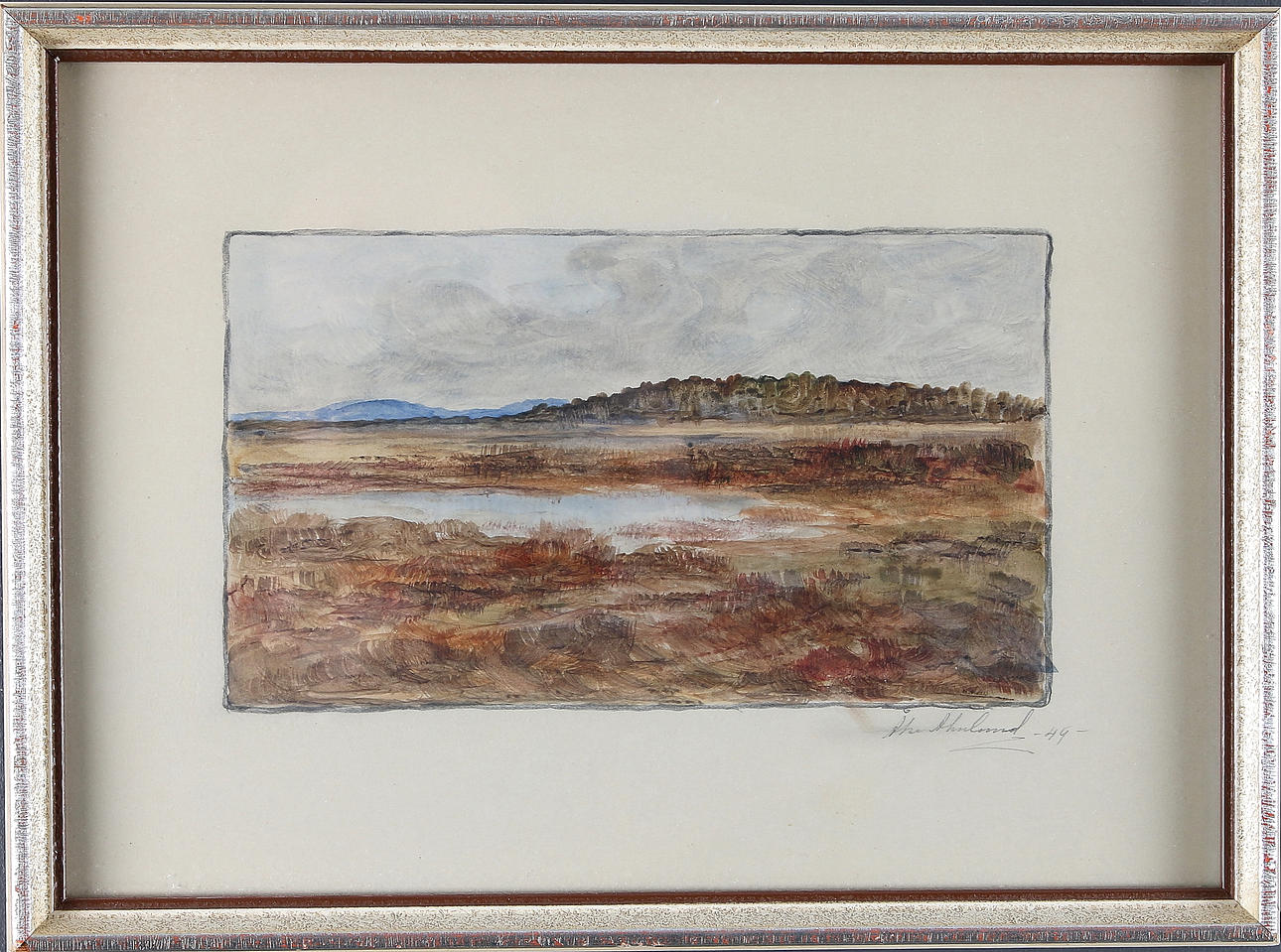 ÅKE AHNLUND. Norrländsk landskap, akvarell, Signerad och daterad, -49.