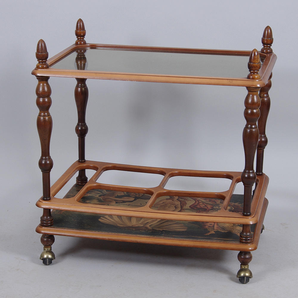 SERVERINGSVAGN, trä med glasskiva.