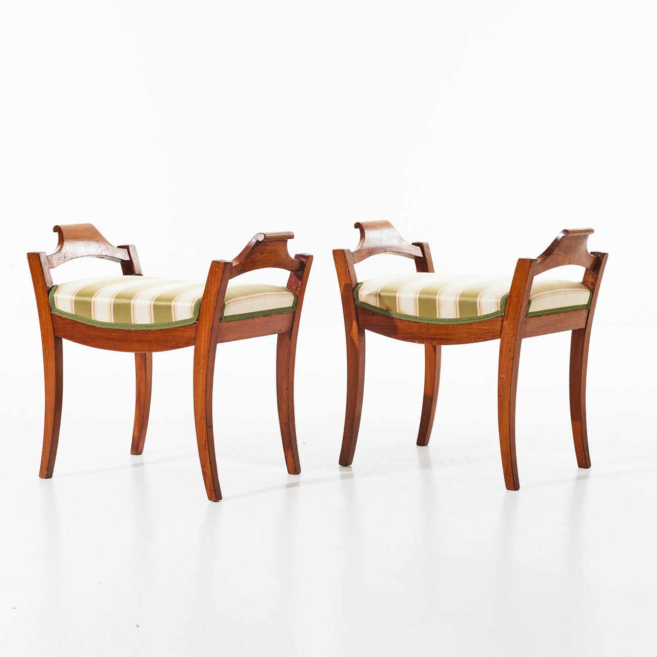 JOHAN ADAM VOGT. Stools, 1 pair, Karl Johan, marked Io.Vo. (Johan Adam Vogt, chair maker in Stockholm, active 1834-43).