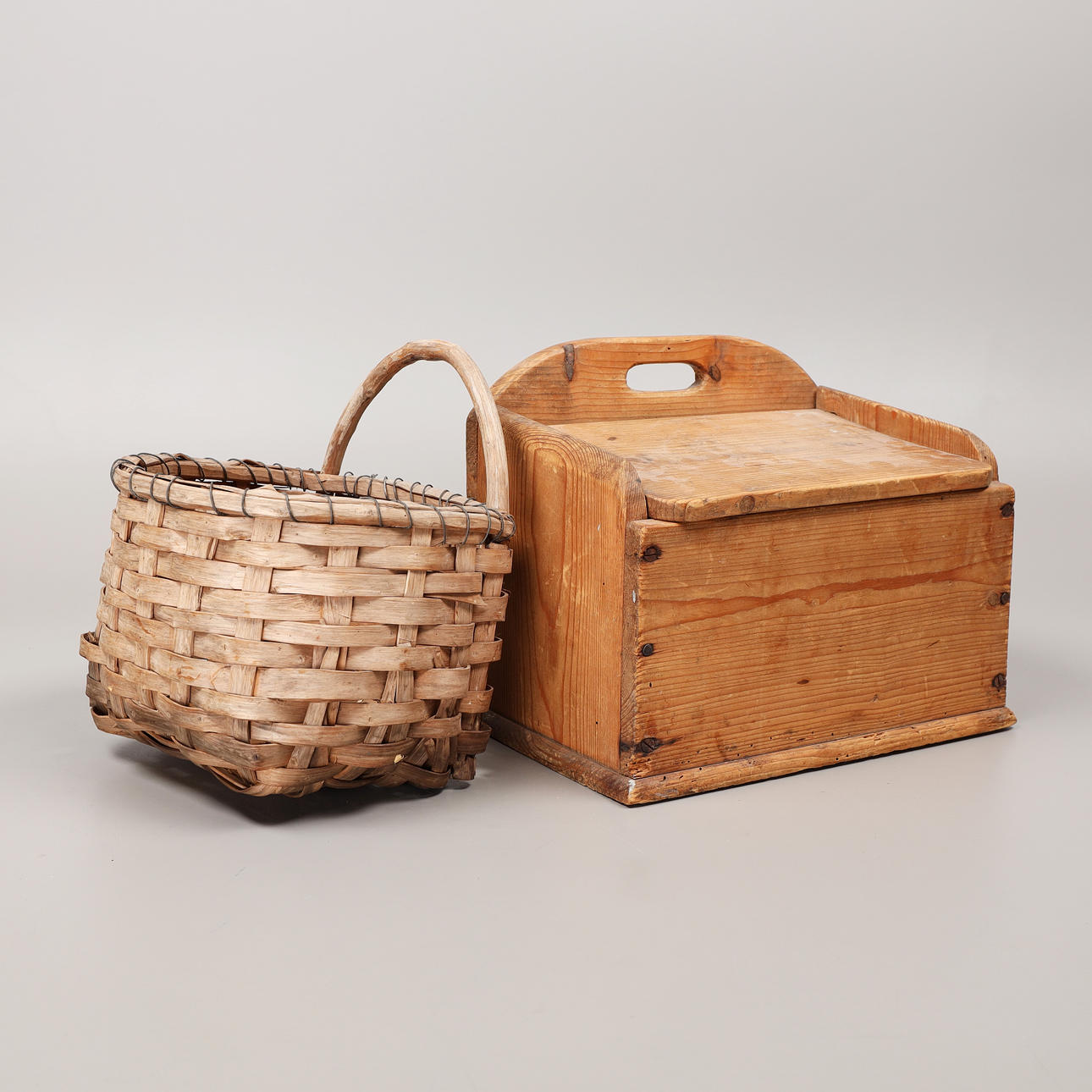 CAJA Y CESTA, siglo XIX/XX.