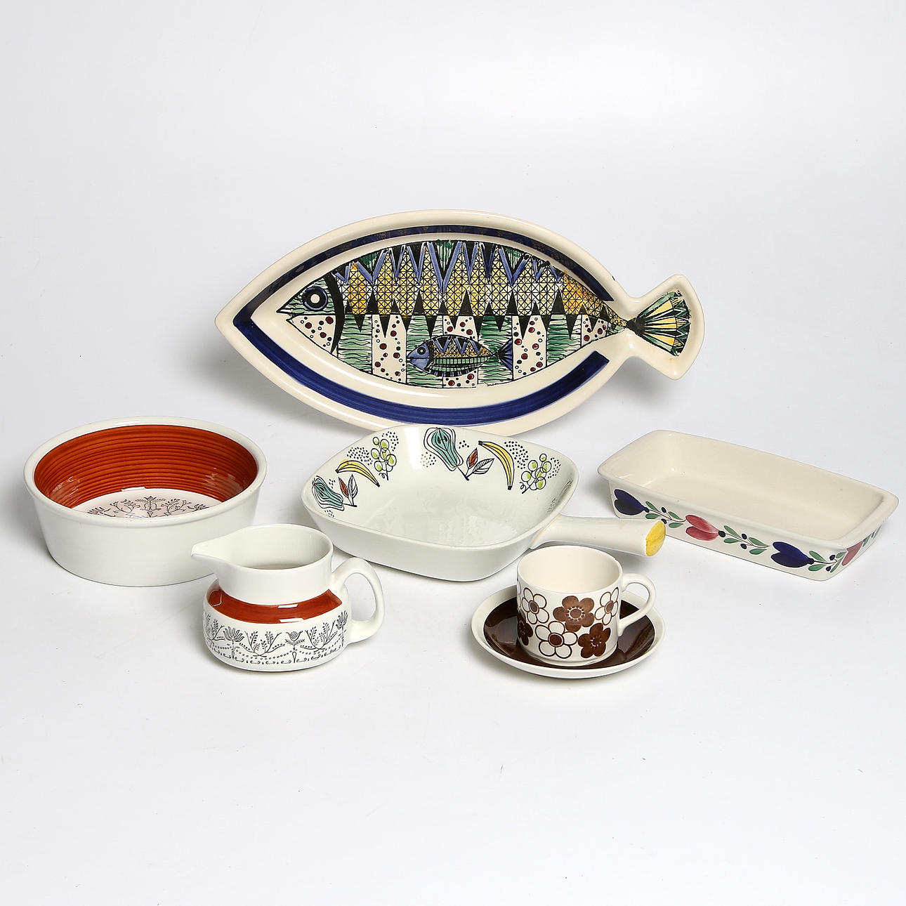 SERVISDELAR, 17 delar, flintgods. 1950/60-tal.