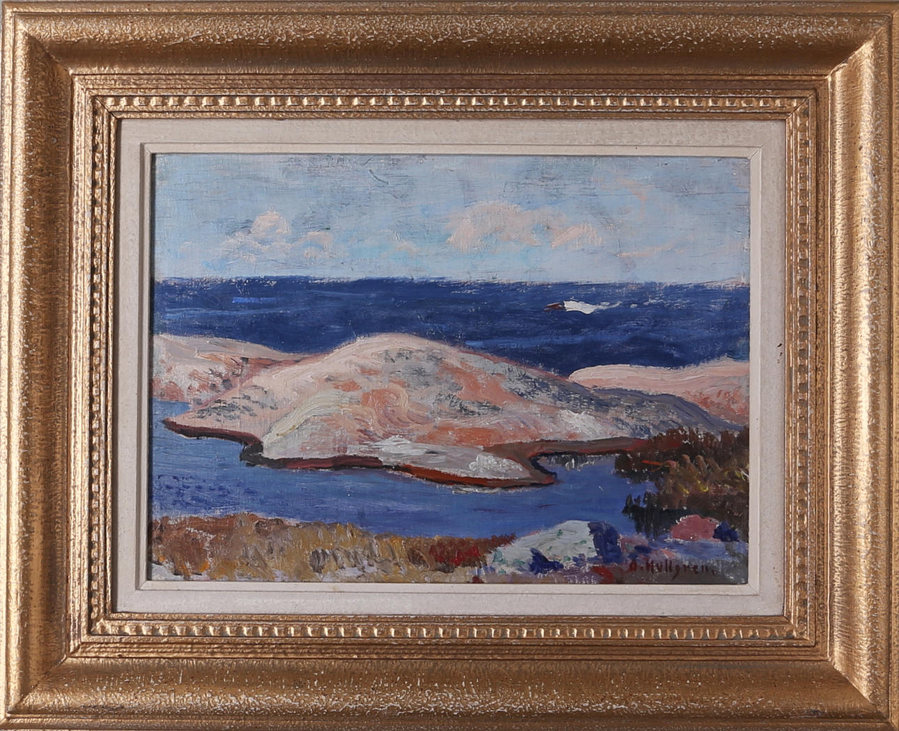 OSCAR HULLGREN. Olja på pannå, signerad.