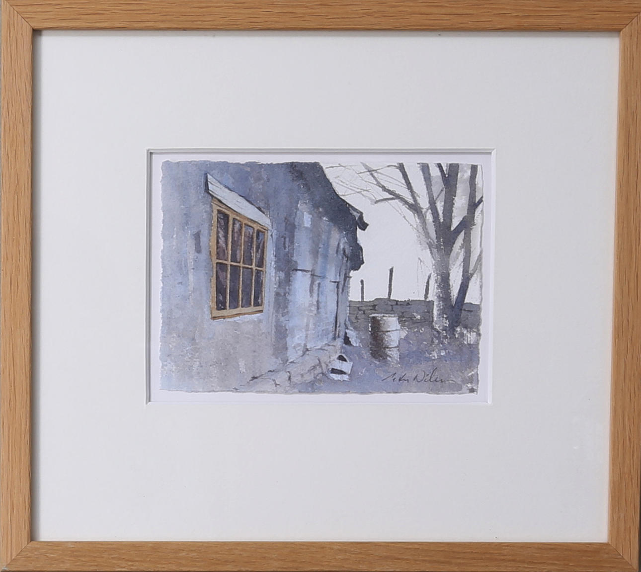 PETER NILSSON. Kalkstenslada, akvarell, signerad.