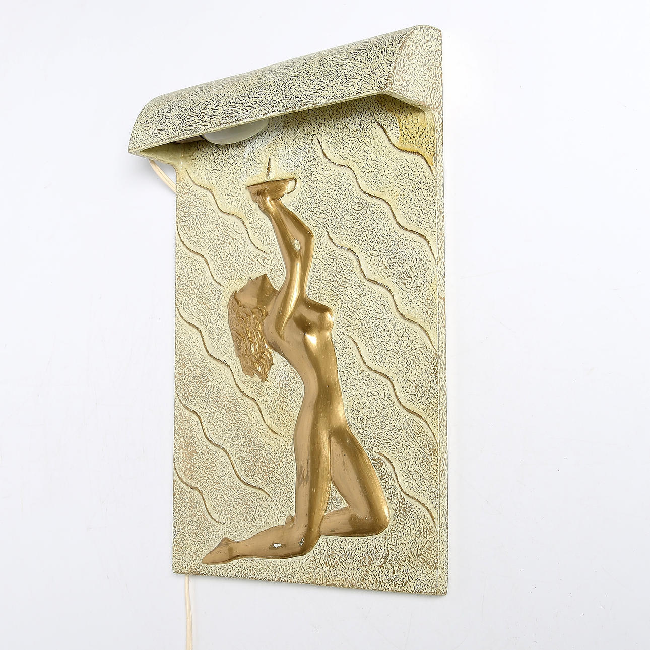 VÄGGLAMPA, patinerat gips, Art Deco, 1930/40-tal.