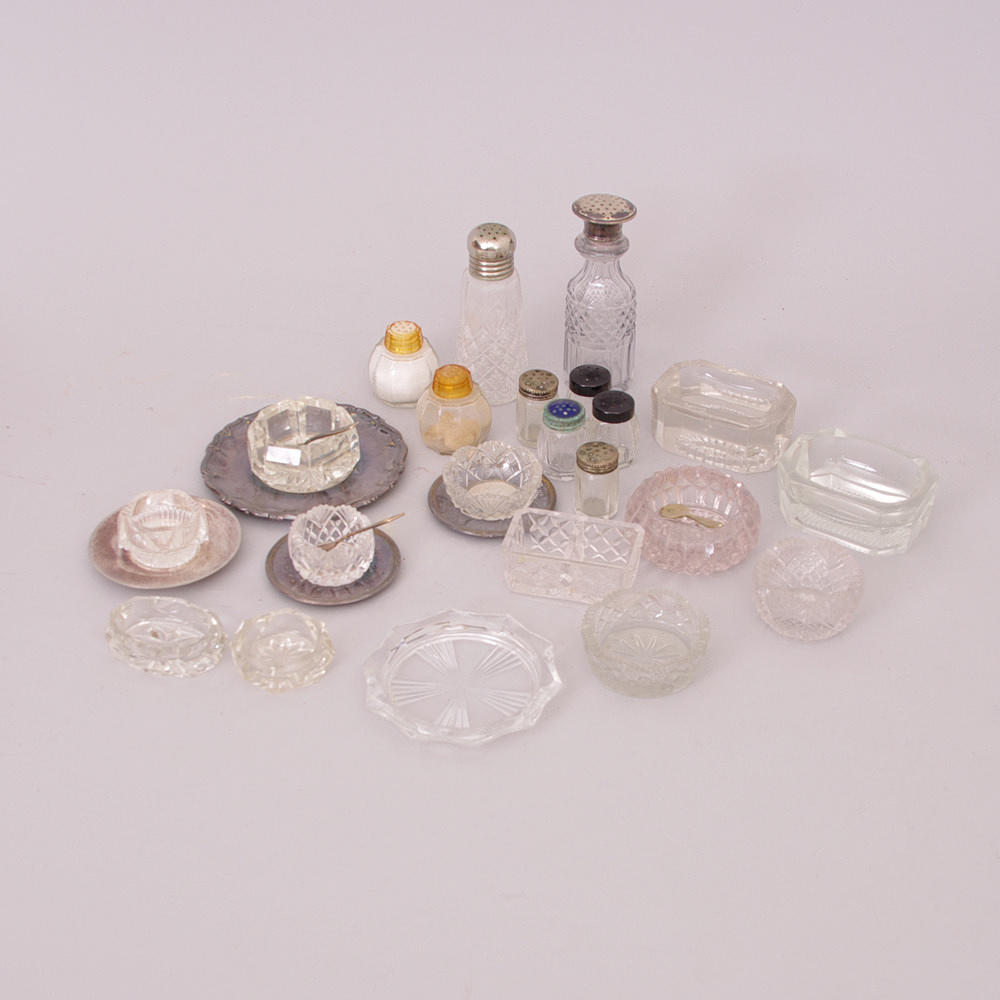 SALTKAR SAMT STRÖARE, glas/nysilver.