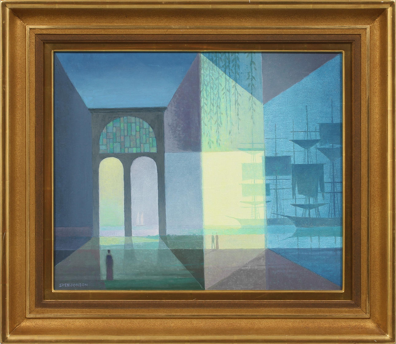 SVEN JONSON (1902-1981). "Natthamn". Olja på duk.