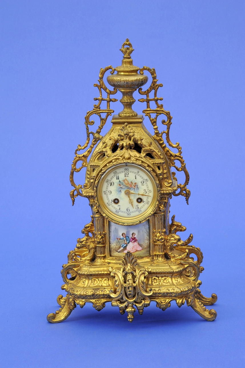 PENDULE. brons, cirka 1860.