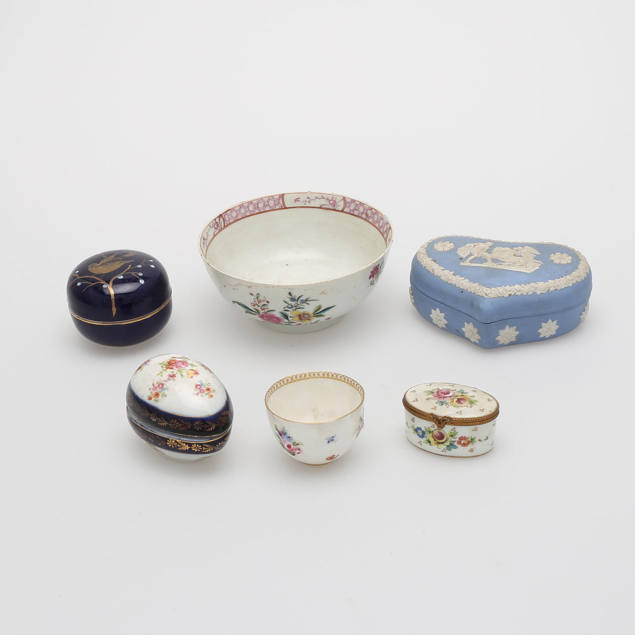 PRYDNADSFÖREMÅL, 6 st, porslin, Meissen m fl.