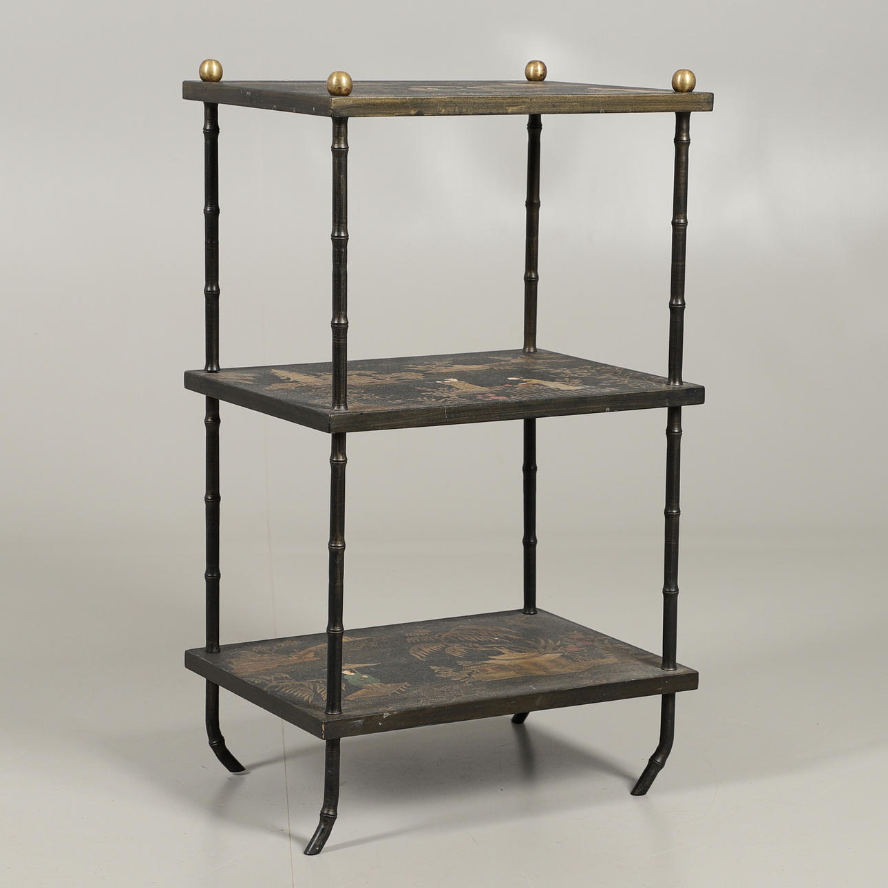 A MODERN 'CHINOISERIE' THREE TIER ETARGE.
