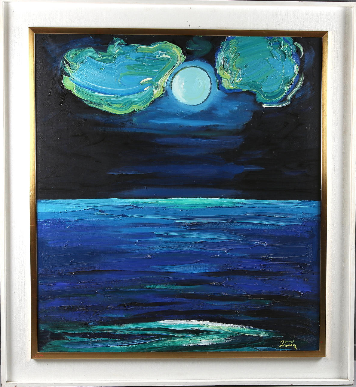 BENGT ÅBERG. Månsken över vatten, olja på duk. Signerad.