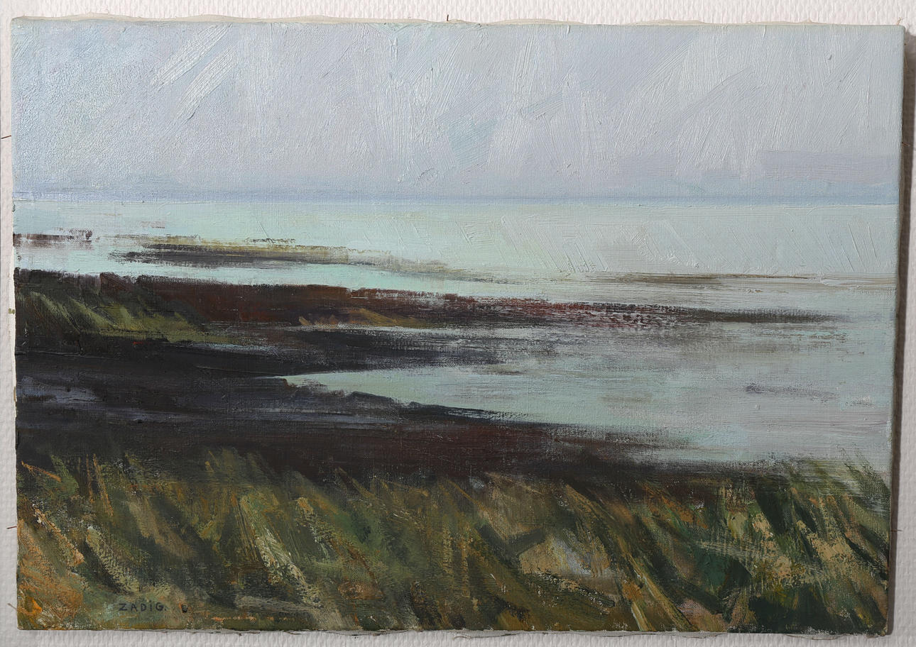 JACQUES ZADIG. Olja på duk, "Strand-Skansen Bornholm", signerad Zadig, daterad 1981.