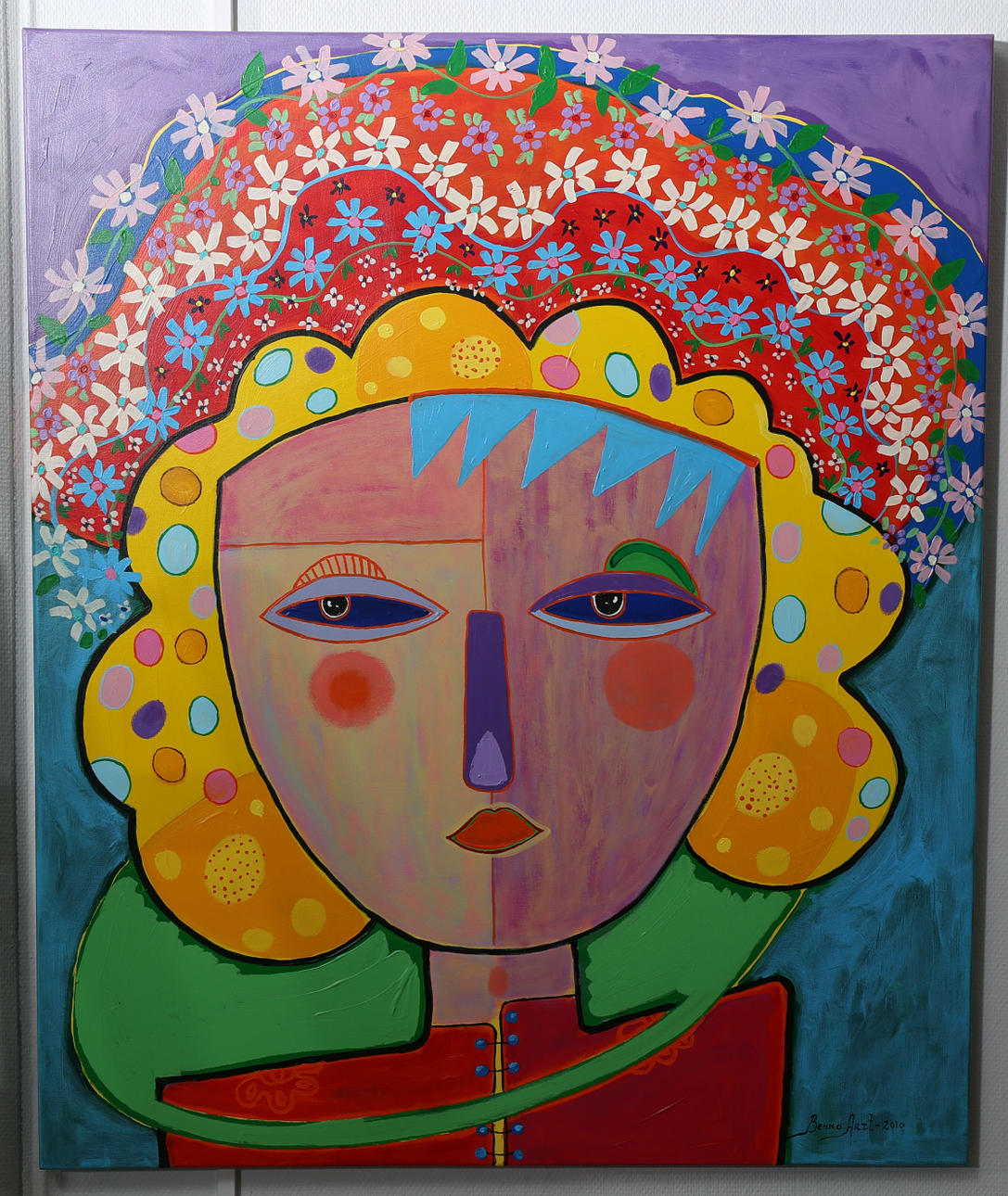 BENNO ARZT. Akryl på duk, "With flowers in my hair", signerad, daterad 2010.