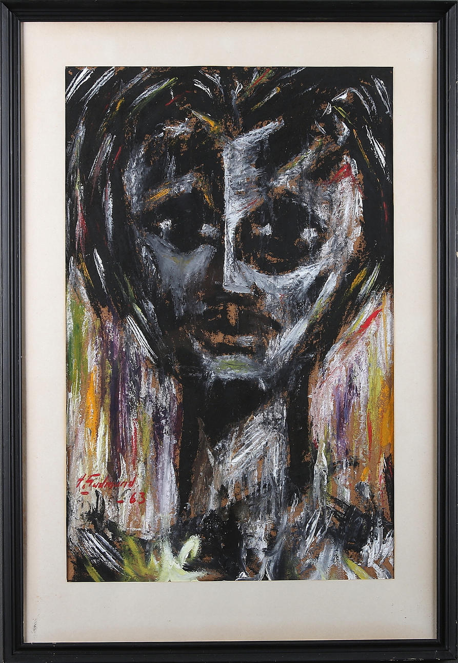 GUDMUND FORSMAN. "Självporträtt", olja på pannå, signerad och daterad -63.