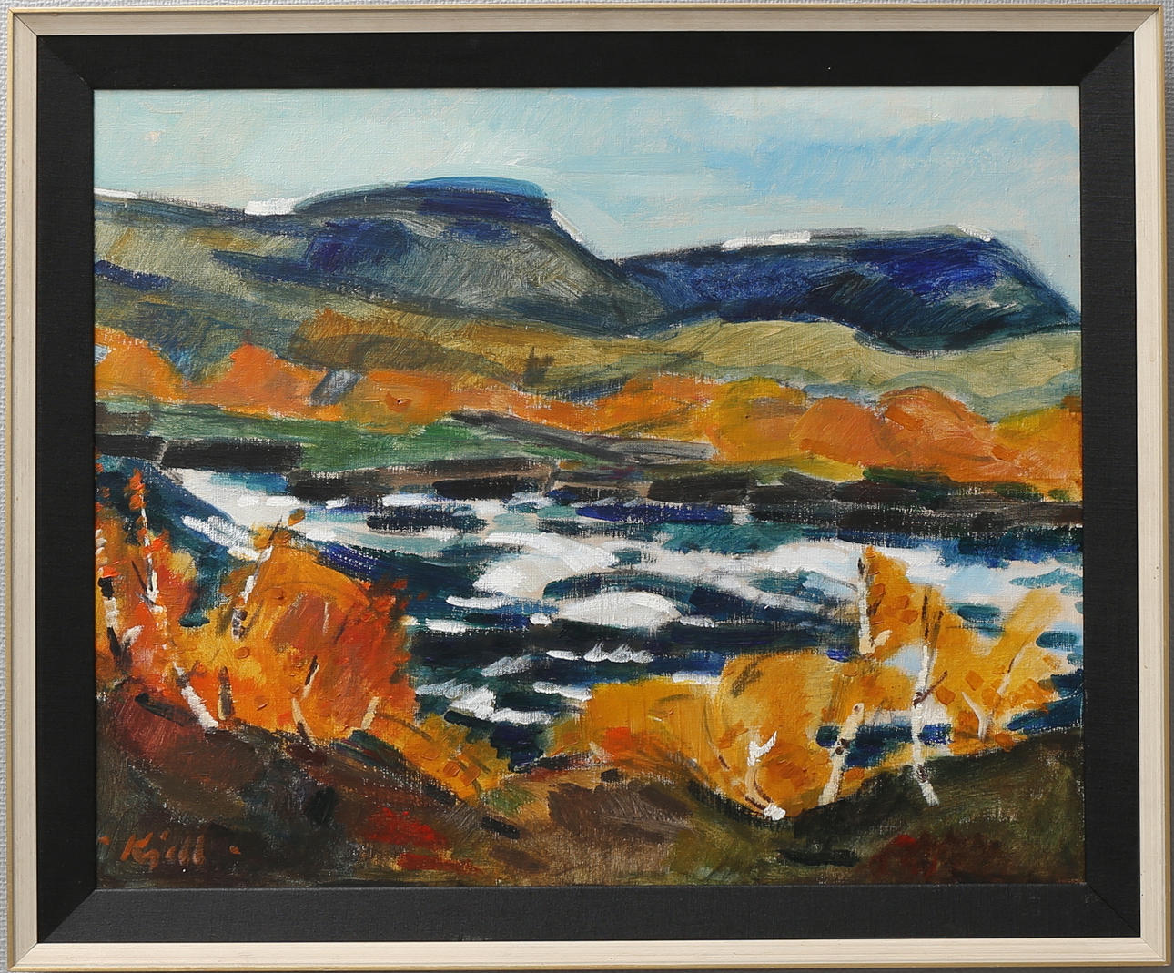 KJELL LEANDER ENGSTRÖM. "Forsa, Björkliden (Kåppasjokk)", olja på duk, signerad och daterad 1973.