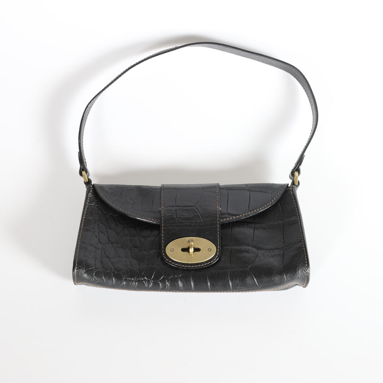HANDBAG, Mulberry, black embossed leather.
