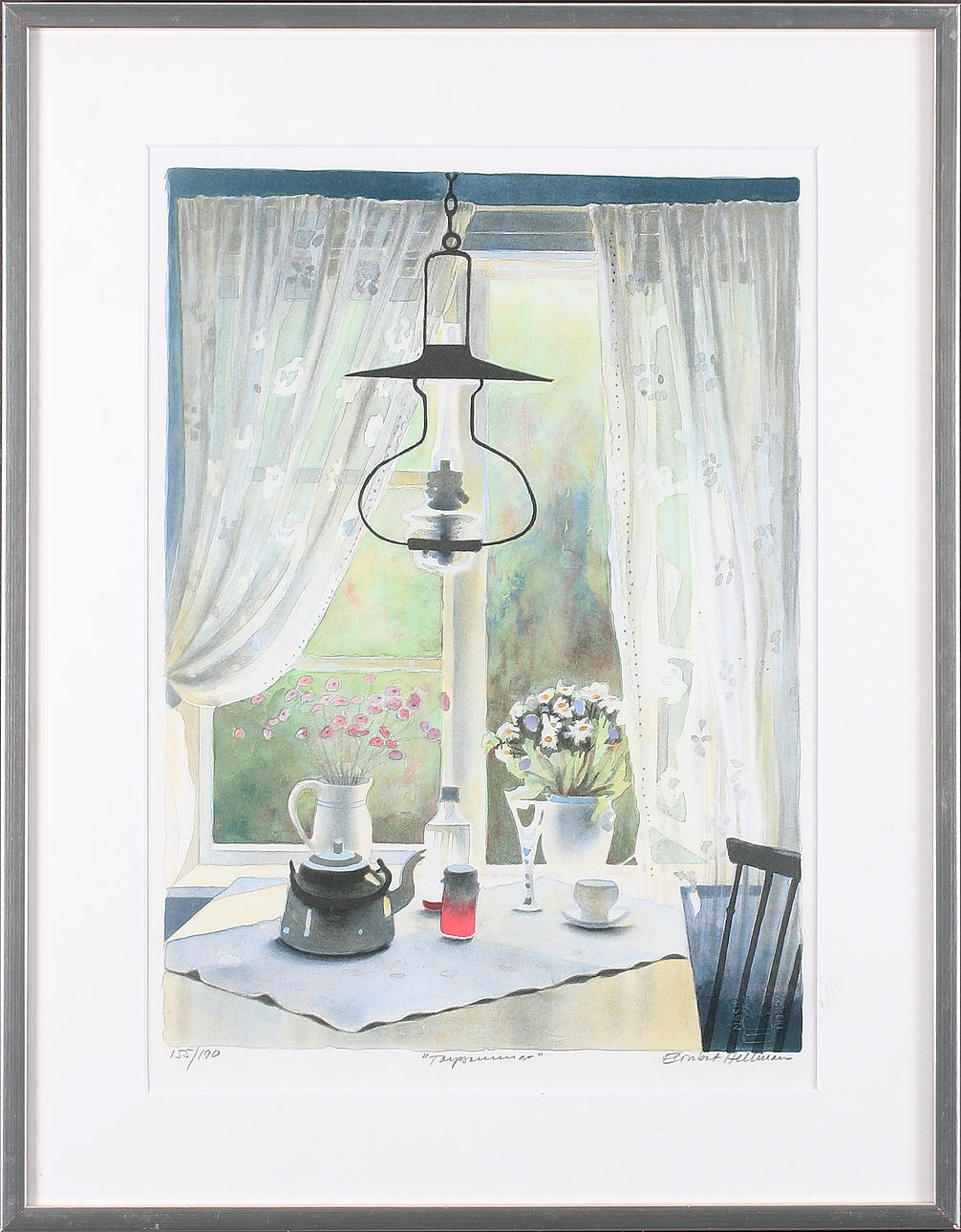 ELISABET HELLMAN. "Torpsommar", färglitografi, signerad och numrerad, 155/190.