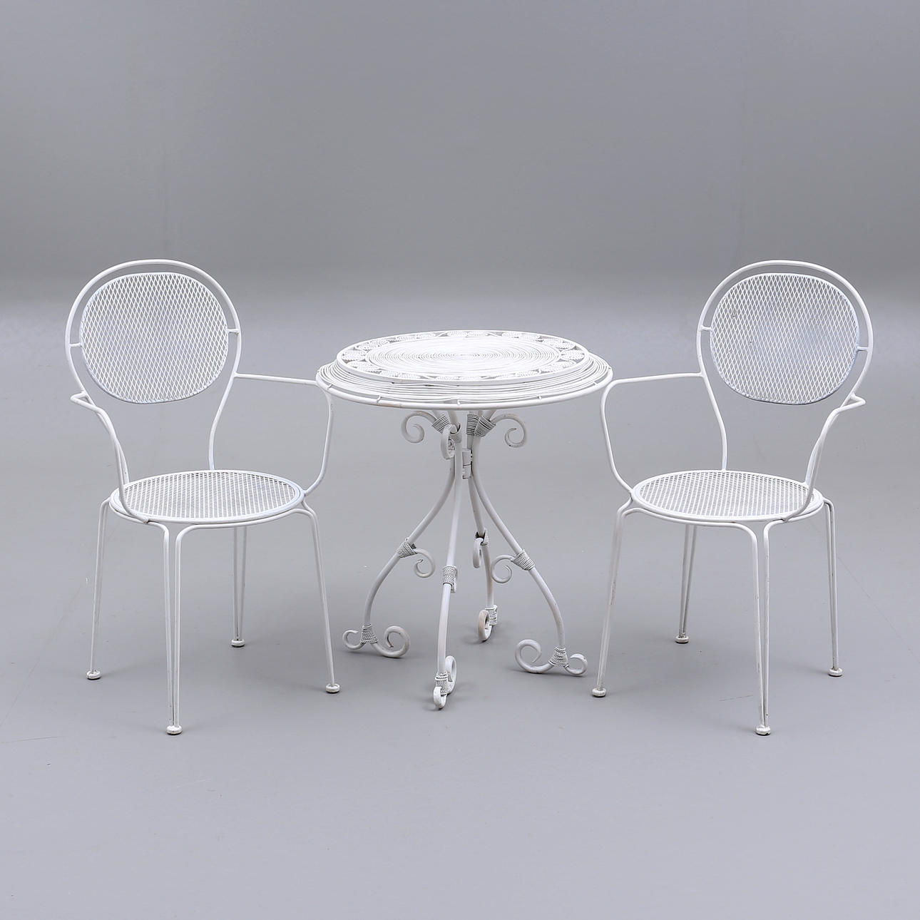 CAFÉSET/TRÄDGÅRDSGRUPP, 3 delar, metall.