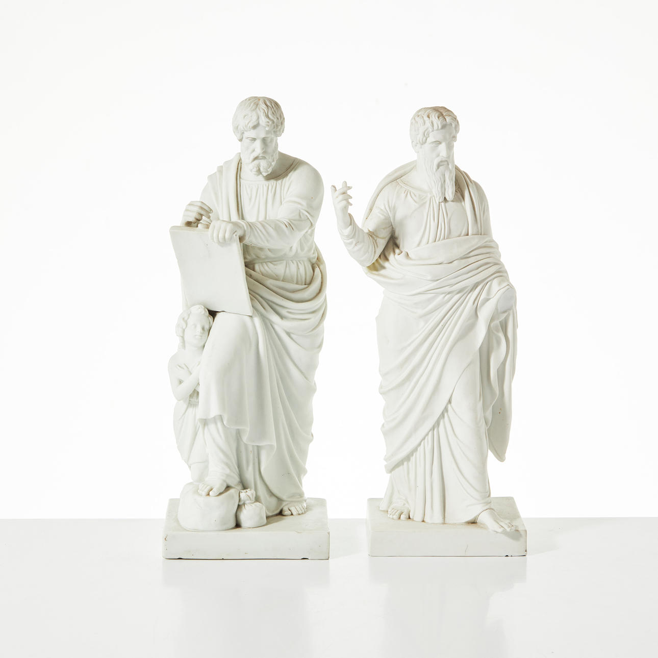 FIGUREN, 2 Stück, Parian, markiert mit B&G bzw. EB.