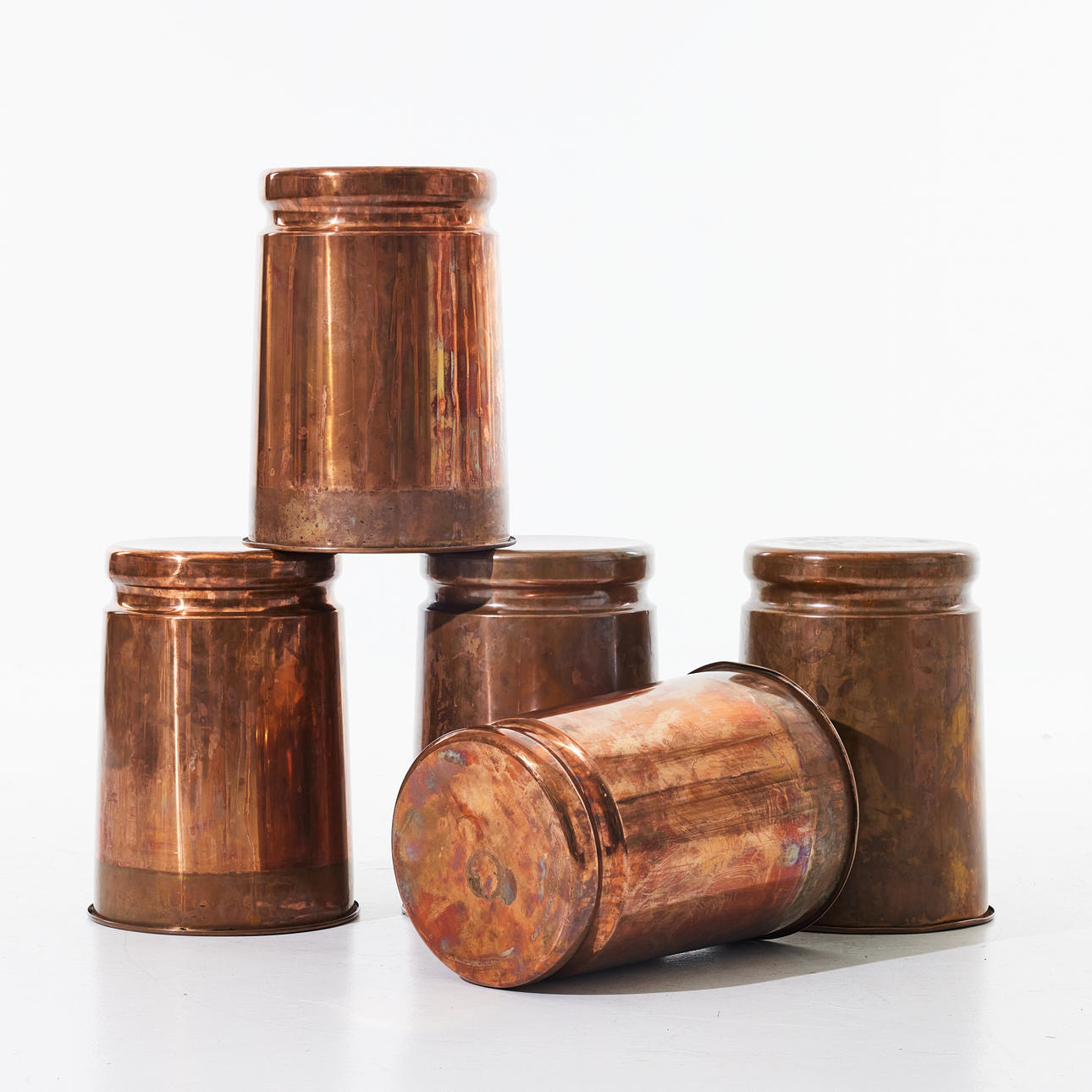 MAX LAMB. Stools, 5 pcs, "Last Stool", copper, stackable, Hem.