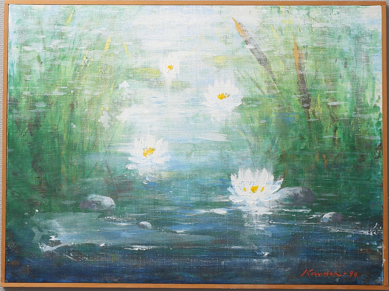 LEIF KANDER. "Vid näckrosorna", olja på duk, signerad och daterad -96.
