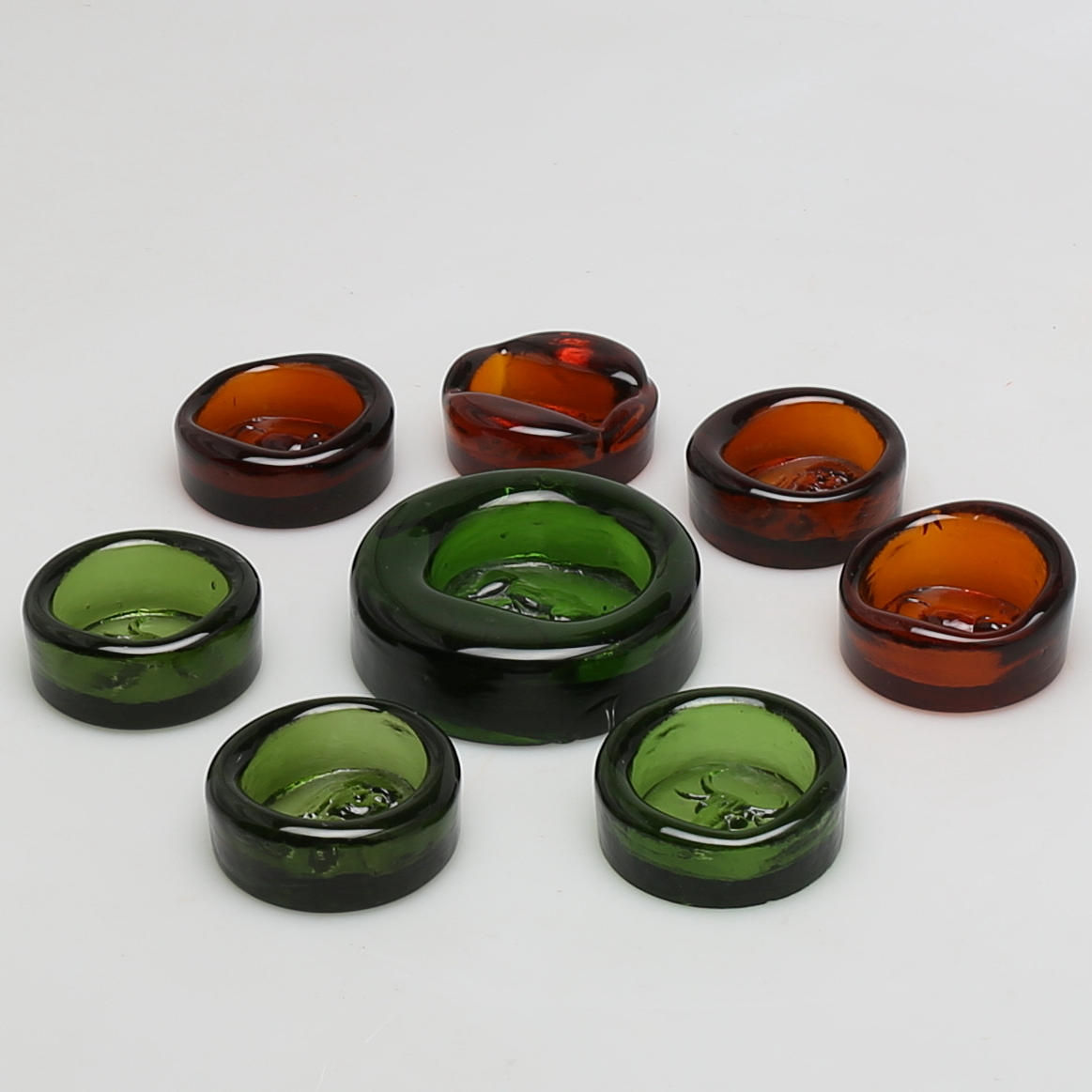 FAT i glas, 8 st, olika dekor, färg och storlek, Erik Höglund, Boda.