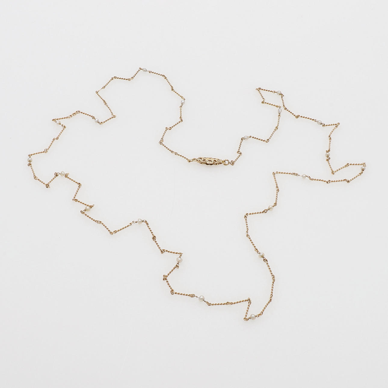 COLLIER, 18K GULD MED FLODPÄRLOR.