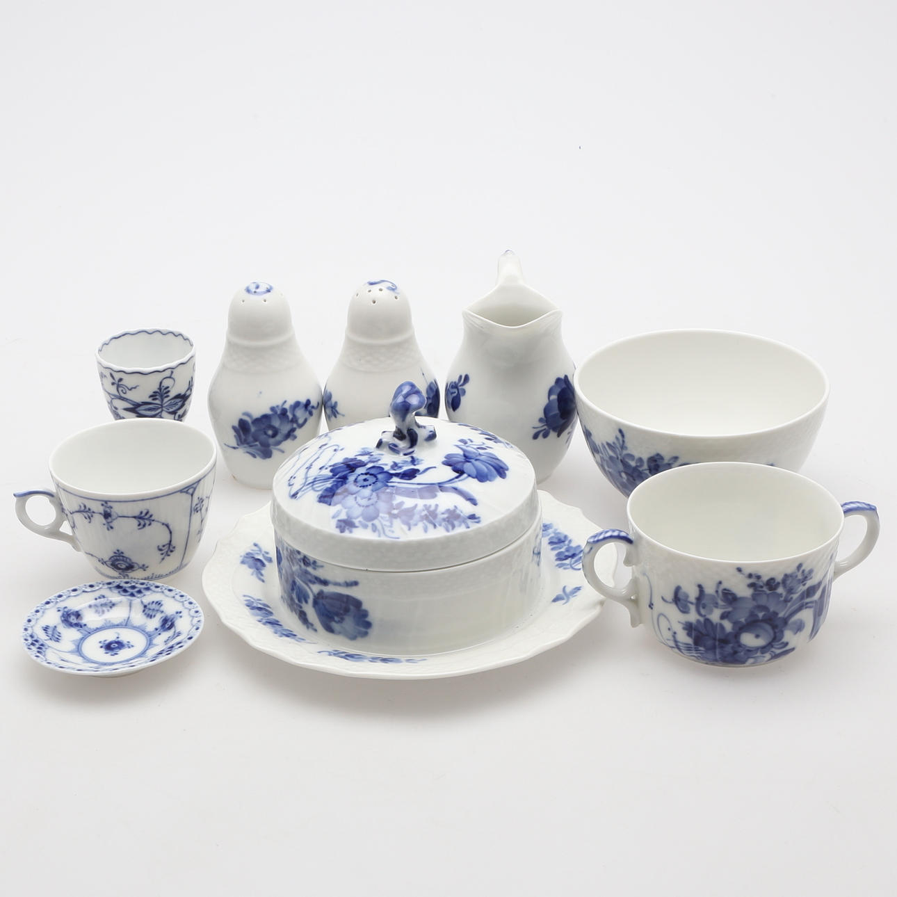 FRUKOSTSERVIS, 6 delar, porslin, "Blå blomst", Royal Copenhagen, 1900-tal.