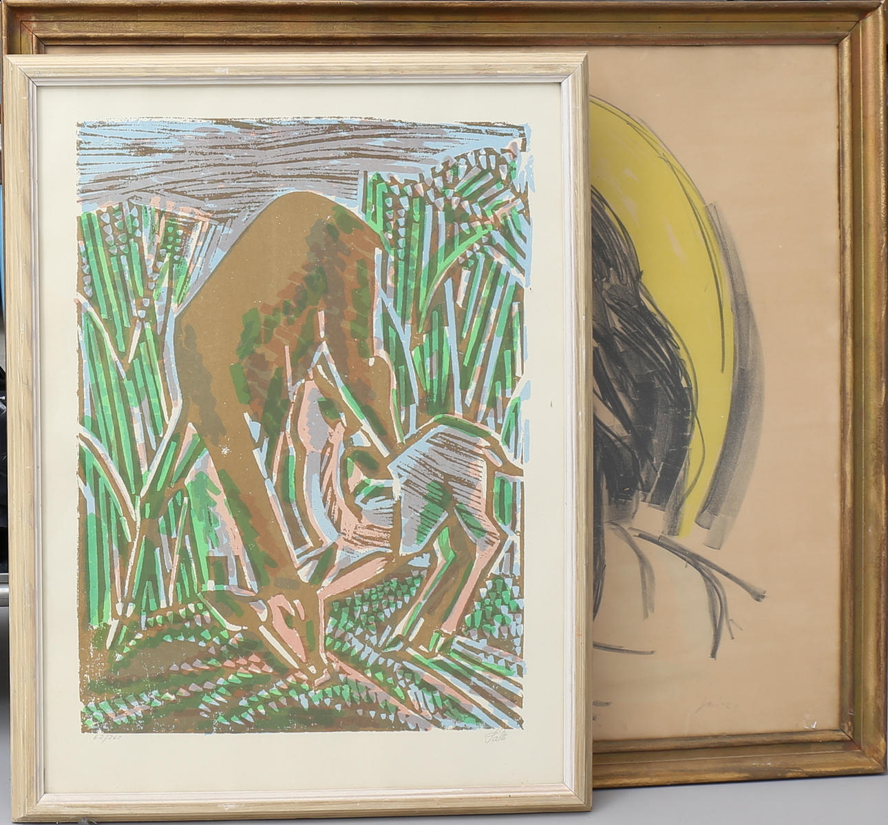 LITOGRAFIER, 2 st, Jais Nielsen samt Axel Salto, signerade.