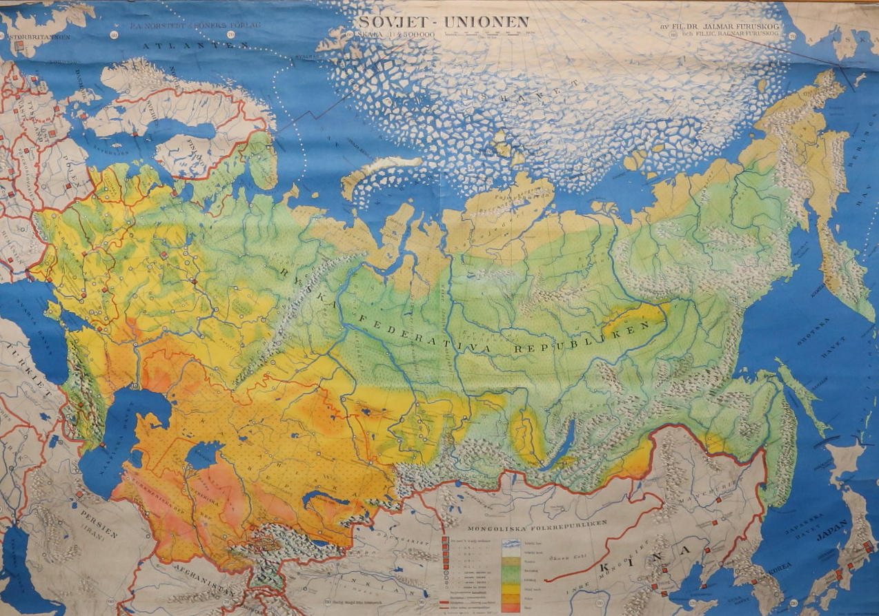 SCHOOL MAP, Soviet Union, Stockholm 1952.