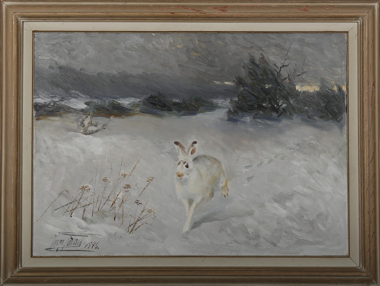 INGE FRITZ ROLAND TÖRNER. Hare i töväder, olja på duk, signerad och daterad 1946.