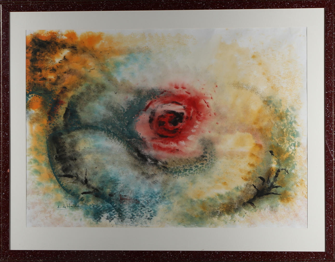 ELIAS DU HALDE. Abstrakt motiv, akvarell på papper, signerad E.Du Halde.