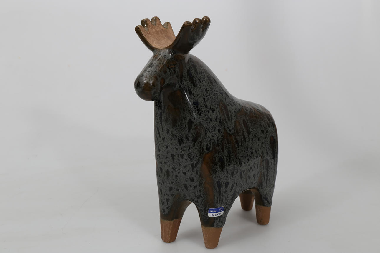 LISA LARSON. Figurin, stengods, Älg, "Stora Zoo", Gustavsberg.