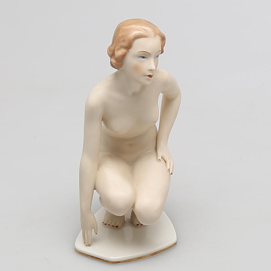 FIGURIN i porslin, nakenstudie, Alka kunst, Västtyskland.