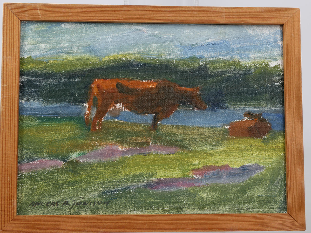 ANDERS A JÖNSSON. Olja på duk, 4 stycken, signerade.