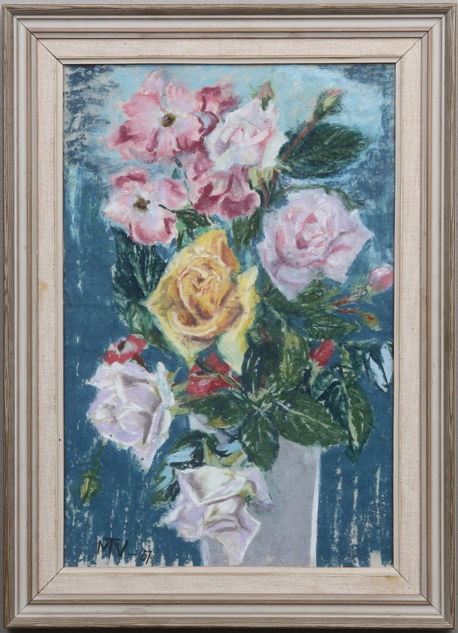 MARIANNE TOLLIN VERDE. Pastell på rispapper. 26 x 39 cm. Signerad MTV.